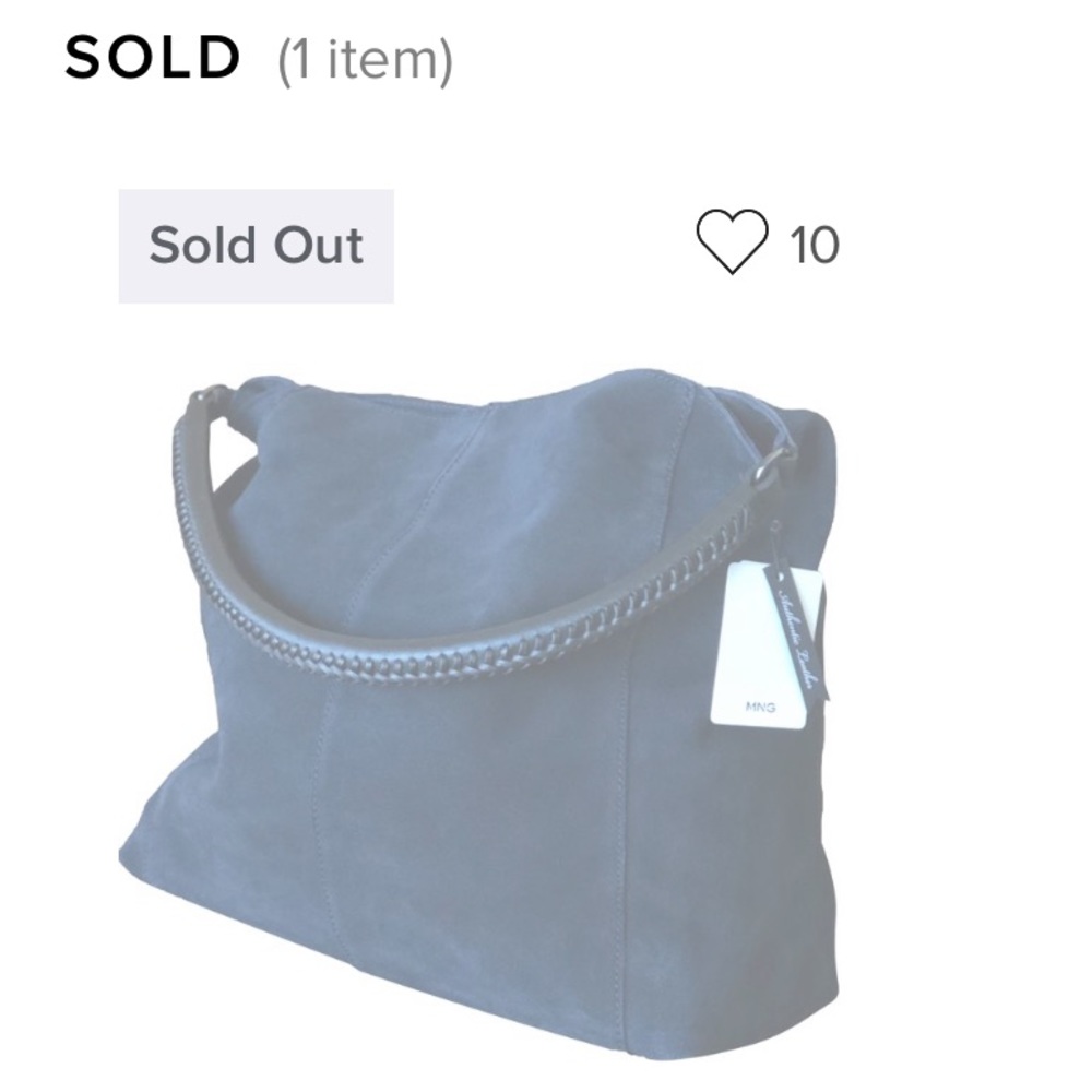 MANGO Sancho Shopper Tote Bag - Navy Suede Leather